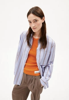 armedangels haliaa gestreift bluse blau meliert