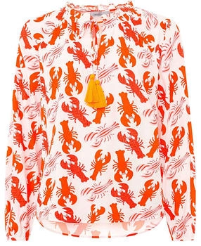 Zwillingsherz Bluse 'Lobster Mix' weiß