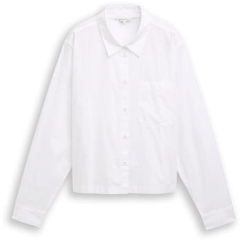 Tom Tailor Denim Boxy Fit Hemdbluse Brusttasche white