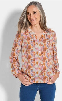 GOLDNER Schlupfbluse V-Ausschnitt orange gemustert