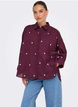 Only New Lina Grace LS EMB Shirt winetasting
