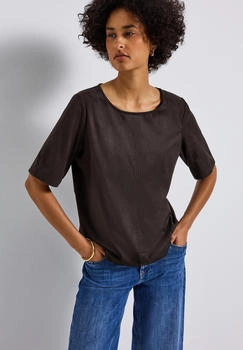 Street One Velours Blusenshirt braun