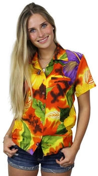 King Kameha Damen Bluse 'Big Flower' orange