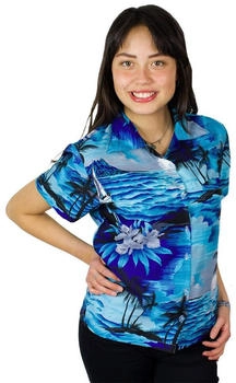 King Kameha Bluse 'Surf' dunkelblau