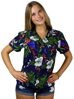 King Kameha Bluse 'Cherryparrot' dunkelblau