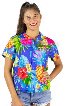 King Kameha Bluse 'Pineapple' blau
