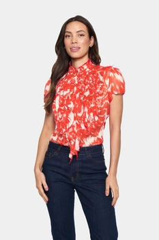 Saint Tropez Rüschenbluse LiljaSZ Crinkle SS Shirt orange poinciana