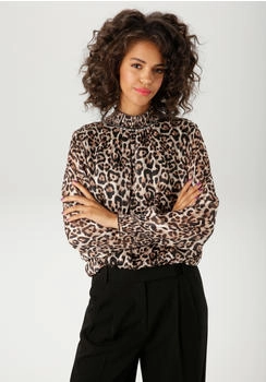 Aniston Chiffonbluse Leo-Druck goldfarbene Streifen