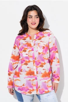 Angel of Style Hemdbluse Straight Fit Batik-Druck Pailletten hibiskuspink