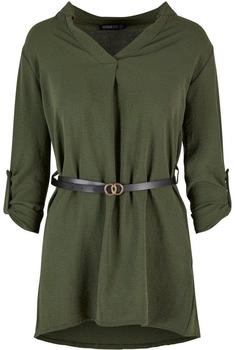 Cloud5ive Damen Longform Musselin Turn-Up Shirt Gürtel