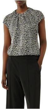 Comma kurzarmbluse raffung und animal-print