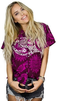 King Kameha Bluse 'Maori Chest' lila
