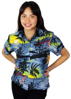 King Kameha Funky-Hawaii-Bluse-Hemd grau