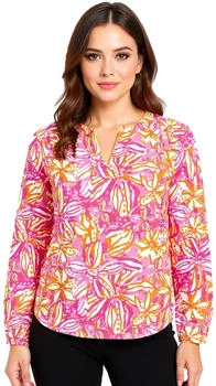 Zwillingsherz Sommer-Bluse auffälligen Muster 33233-90 weiß orange pink