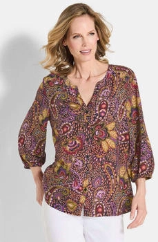 GOLDNER Printbluse v-Ausschnitt Knopfleiste 4-Arm