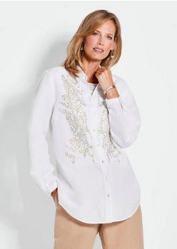 GOLDNER elegante Bluse aus Leinen cremeweiß