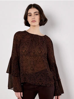 Apricot Rüschenbluse leichte Bluse rust