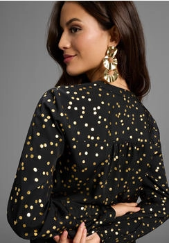 Laura Scott Langarmbluse Glitzerdruck schwarz