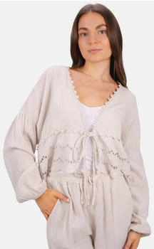 Seasons of April Musselin Bluse Bordüre zum Binden beige