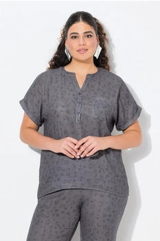 Ulla Popken Druckbluse Musselin-Bluse graphitgrau