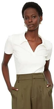 Trendyol v-neck crop gestrickte bluse weiß