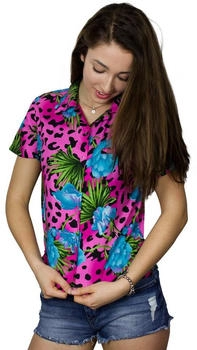 King Kameha Bluse 'Leopard Flowers' pink