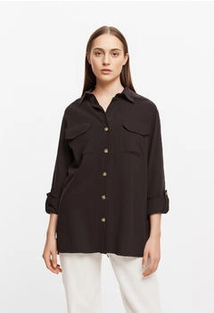 Vero Moda VMBUMPY L S SHIRT NEW WVN GA NOOS braun chocolate torte