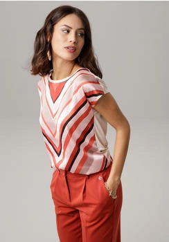 Laura Scott Satin Shirtbluse bunt beige rostbraun