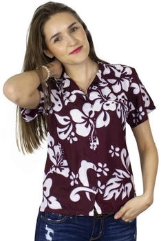 King Kameha Bluse 'Hibiscus' bordeaux