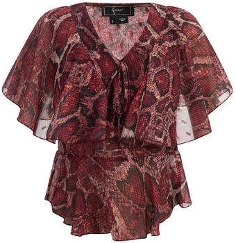 Faina Blusenshirt mit Schößchen und Volant Animalprint bordeaux/rostrot/cranberry/pastellrot