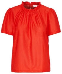 Saint Tropez Kurzarm-Bluse Gerade Passform flame scarlet/rot