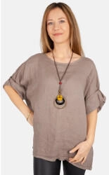 Seasons of April Lina Oversized Kurzarmbluse Weit geschnittene Leinenbluse (TA-LINA-TAUP) taupe