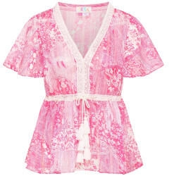IZIA Blusenshirt mit Spitze pink/weiß