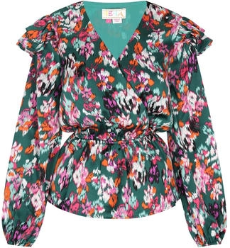 IZIA Blusenshirt mit Puffärmeln pastellblau/dunkelgrün/orchidee/dunkelorange