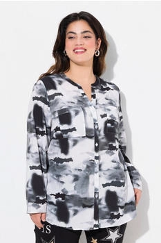 Angel of Style Hemdbluse Straight Fit Batik-Druck Pailletten bleigrau