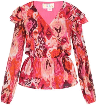 IZIA Blusenshirt in Wickeloptik mit Puffärmeln orange/pink/magenta/puder