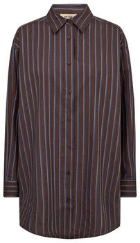 Mos Mosh Danika Oversized-Hemdbluse mit Schmucksteinen dunkelbraun/blau/weiss