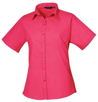 Premier Workwear Poplin Kurzarmbluse pink