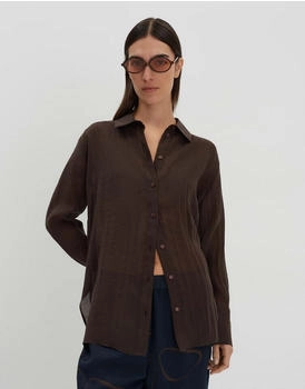 someday. Zanda Regular Hemdbluse mit Schlitzdetail dark espresso