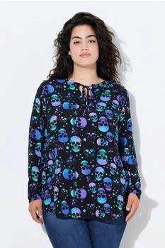 Angel of Style Longbluse A-Linie Totenköpfe Langarm