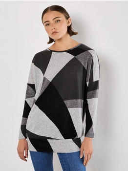 Apricot Geo Colour Block Strickoberteil (770998-0001-00440) grau