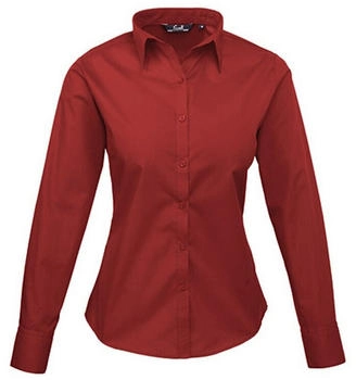 Premier Workwear Poplin Langarmbluse (PR300) burgundy