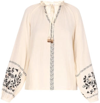Usha Festival Schlupfbluse mit Puffärmeln beige/schwarz