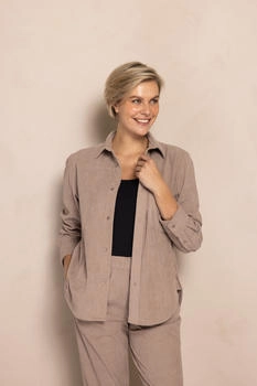 Zhrill ZHTJURA Hemdbluse mit feiner Cordstruktur lockerer gerader Schnitt (61716360) taupe