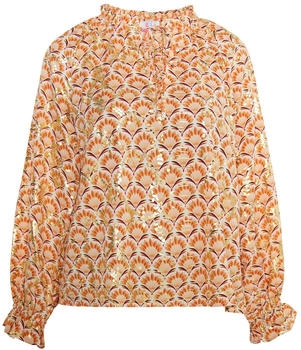 IZIA Blusenshirt mit Rüschen und Stehkragen braun/gelb/gold/orange/offwhite