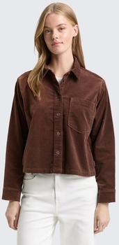 Tom Tailor Denim Boxy Fit Hemdbluse aus Samt (1048570) soft chocolate brown
