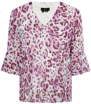 Faina Blusenshirt mit Volant und Animalprint flieder/beere/weiß