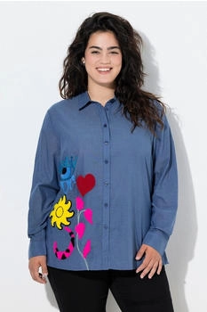 Angel of Style Musselin-Bluse Oversize Druckmotive blue denim/mischfarben