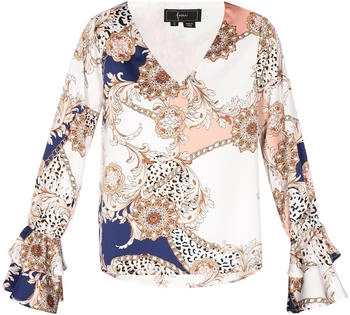 Faina Blusenshirt mit Puffärmeln und Volant beige/nude/royalblau/weiß