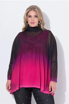 Mia Moda Blusenshirt Oversized mit Stehkragen (71813103) neonpink/schwarz